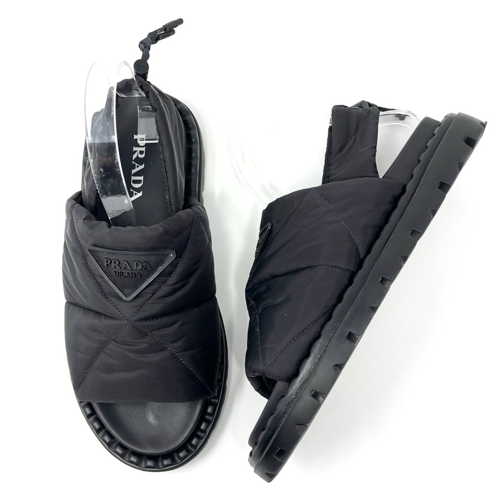 Prada Black Quilted Slingback Sandal Slides